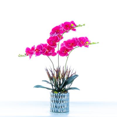 China Decoration Phalaenopsis simulation flower with pot gift decoration opens Phalaenopsis bedroom decorations 2022 for sale