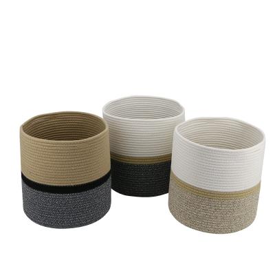 China Sustainable Decor Cotton Rope Planter Baskets for Indoor Plants Storage Basket for Crafts Toys and Towels Woven Basket for Plants for sale