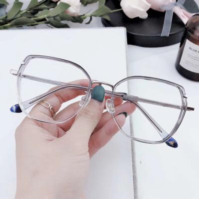 China 2020 Italy design TR90blue ultra light transparent glasses women montura de gafas de fashion men's trend light proof spectacle optical frame for sale