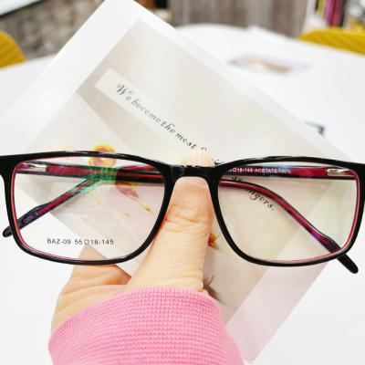 China 2021 Newest Design Acetate Frames Fashion Acetate Glasses Hot Sale Acetate Blue Coating Glasses For Wholesales Stock BAZ-09 for sale