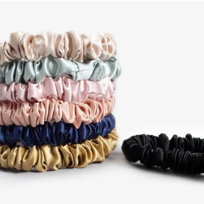 China Daily Skinny 16mm Pure Silk Elastic Hair Bands Hair Silk Scrunchies for sale