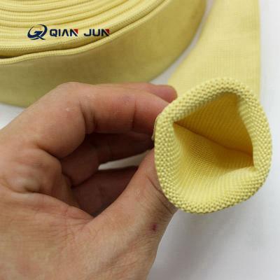 China Fire retardant high temperature aramid knitted sleeve 32MM tempering furnace high temperature fiber soft and thick arami for sale