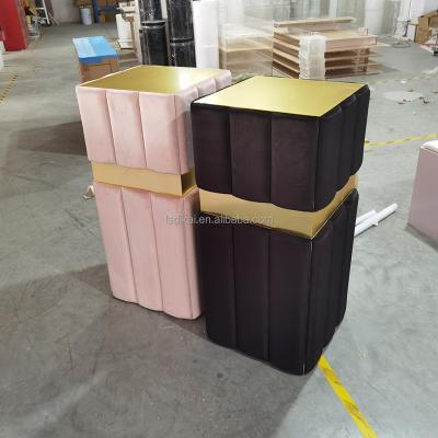 China Durable Acrylic Velvet Pedestal Columns Display Decorative Wedding Gold Columns Cylinder Decor Pedestals For Event for sale