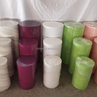 China Durable Luxury Cylinder Acrylic Wedding Pedestals Cake Display Round Stand From Foshan Wedding Factory Suppliers for sale