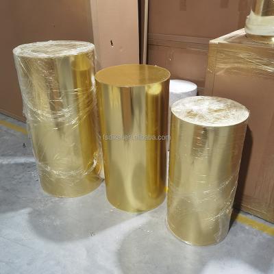 China Durable PVC Gold and Rose Golden In Available round table pedestal cake display stand for wedding event decoration. for sale