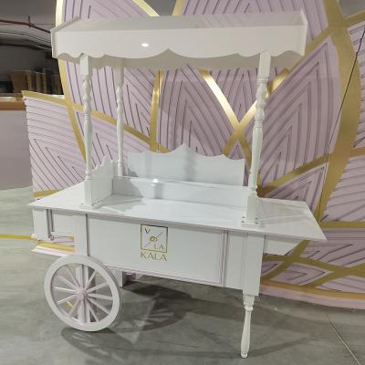 China Durable Modern Birthday Party Candy Show Cart Wedding White Acrylic Dessert Cart Candy with Wheels Baby Shower for sale