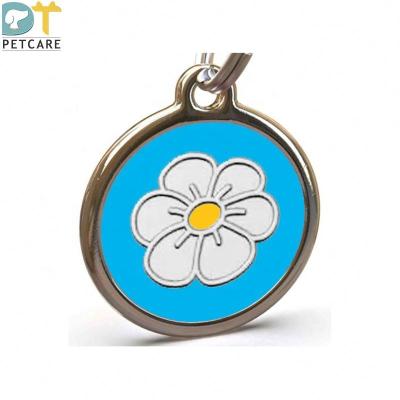 China New Metal Amazon Stored Daisy Metal Information Mosaic Nameplate Anti-Lost Pet Tag Cat Collar Wholesale for sale