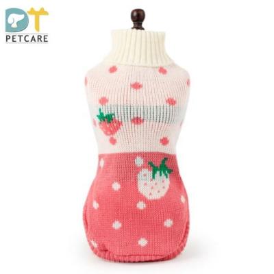 China Autumn and winter dog valentine lapel strawberry love dog sweater dog clothes viable wholesale valentine for sale