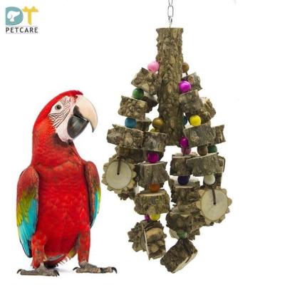 China Stocked Hanging String Bite Bite Twine Large and Medium Spiny Ash Parrot Toy Super Hard Wooden Bite String for sale