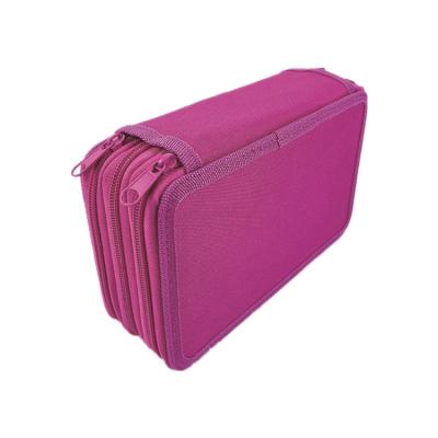 China Three-Layer Solid Color Large Capacity Pencil Bag Durable Multifunctional Square Pencil Bag Student Stationery Bag For Back To School for sale