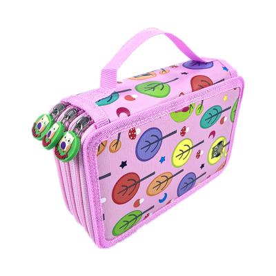 China New Product 48 Cartoon Prints Office Pencil Case School Waterproof Slots Colored Hard Shell Zipper Closure Cute Pencil Case for sale