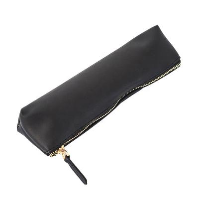 China Fashion\Comfortable PU\Durable Leather Pen Holder With Metal Zipper Factory Price Custom Design Pencil Pouch Bag for sale