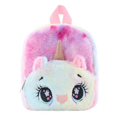 China The Other RTS Cartoon Pattern Animal Backpack Plush Backpack School Bag Unicorn Fox Student Bag Kids Cute Girl Color Matching Plush for sale