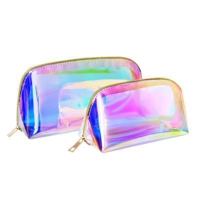 China Portable Clear Hologram Rainbow Hologram Makeup Organizer Travel Wash Bag Cosmetic Handbag Laser Waterproof for Women Gi for sale