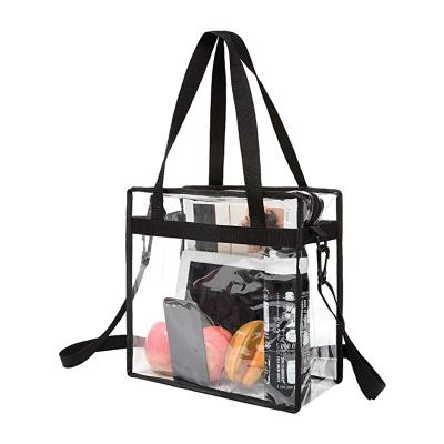 China Portable Clear Bags Stadium Approved Clear Tote Bag With Zipper Closure Cross Body Messenger Shoulder Bag With Adjustable Strap for sale