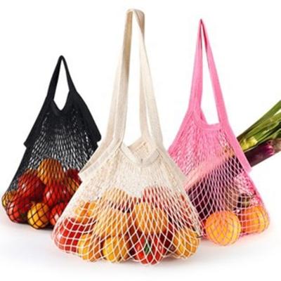 China 100% Washable French Grocery Bag Tote Produce Reusable Grocery Bags Wholesale Cotton Washable Mesh Net Shopping Vegetable Bag for sale