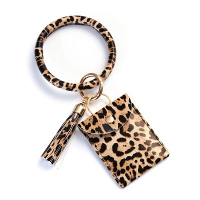 China Wholesale Soft Leopard Grain PU Coin Purse Coin Sorter Leather Purse with Ring Bracelet Wallet Card Holder for sale