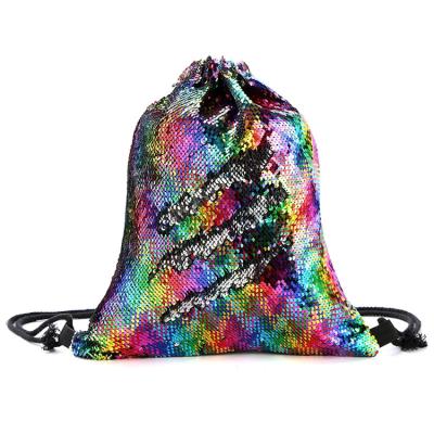 China High Quality Sequin Drawstring Bags Reversible Sequin Backpack Vibrant Shoulder Bags For Girls Women Fashion Gym Shoes Bag for sale