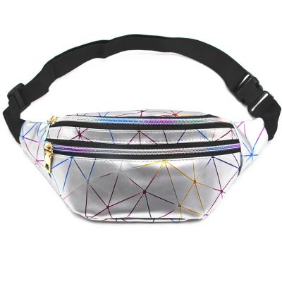 China Waterproof PU Logo Print Leather Cross Body Custom Fanny Pack Bag Cool Colorful Water Proof Sequins Increasing Waist Bag for sale