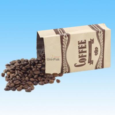 China Coffee Bean Standing Up Coffee Pouch , Zipper Top Kraft Paper Bags for sale