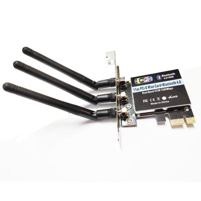 China 2.4G&5G 1200M PCIE Card Desktop Dual Band Wireless Wifi and Wireless bt4.0 Adapter for sale