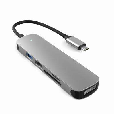 China Laptop Expend Ports 5 In 1 Type C 3.1 USB C Hub USB3.0 2.0 HD4K TF Docking SD Card Reader for sale