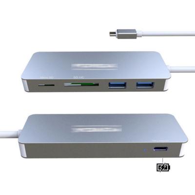 China Aluminum slim Aluminium Alloy USB 3.1 Type C usb 3.1 USB C Hub And Card Reader Combo for sale