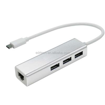 China Aluminum Alloy Aluminum Type C With RJ45 Network Adapter USB C Hub for sale