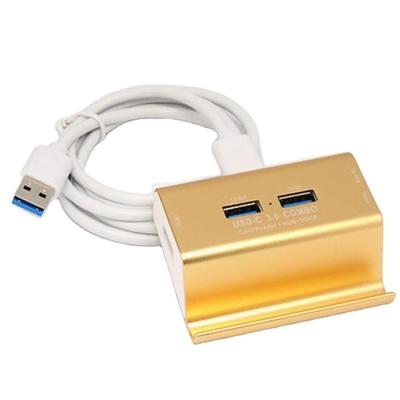 China ABS USB 3.0 Card Reader Combo USB 3.0 Hub Support SD TF With Phone Holder for sale