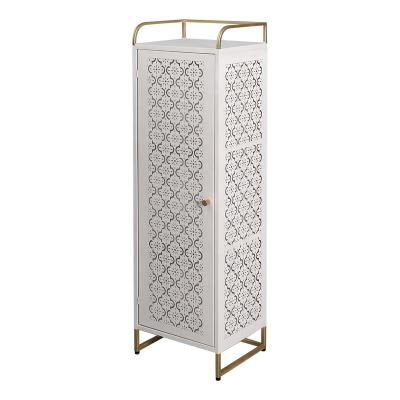 China Contemporary White Metal Cabinet 3 Tier Shelf With Door Storage Rack Bookcase for sale