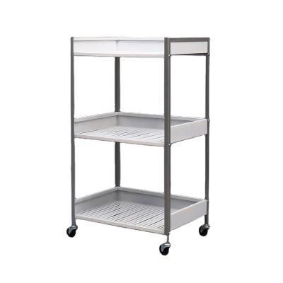 China Multifunctional Microwave Oven Rack 3 Layer Kitchen Racks Rolling Bar Cart Display Rack KD for sale