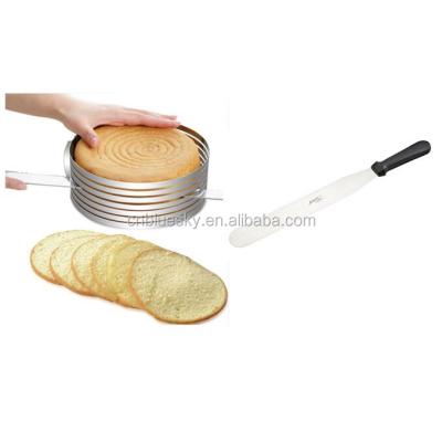 China Stainless Steel Ring Layered Slicer Baking Tool Kit Set Mousse Mold Slicing Adjustable Retractable Circular Cake Slicer for sale