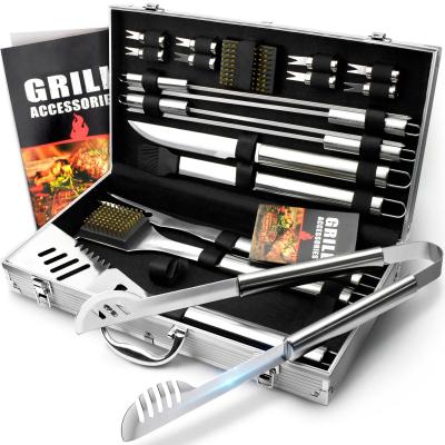 China Hotsell 20Piece Easily Cleaned Stainless Steel BBQ TOOL KIT In Aluminum Case for sale