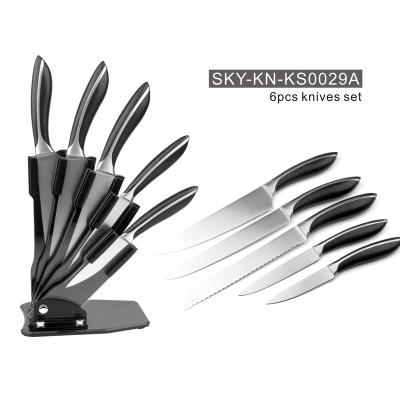 China Sustainable 6pcs Kitchen Knife Set In Inlay 430 Steel ABS Handle for sale