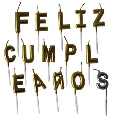 China Hot Sale 15pcs Flame For Different Letter Birthday Metallic Fancy Spanish Candles for sale