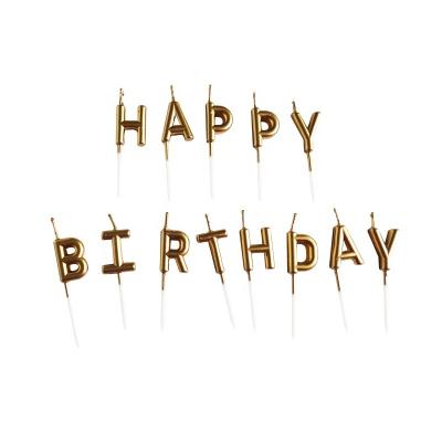 China Wholesale Cake Decoration Birthdays Factory Party Happy Birthday Metallic Letter Candle for sale