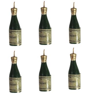 China Hot Sale 6pcs Birthday Candle Champagne Bottle Shape For Birthday Party Candle for sale