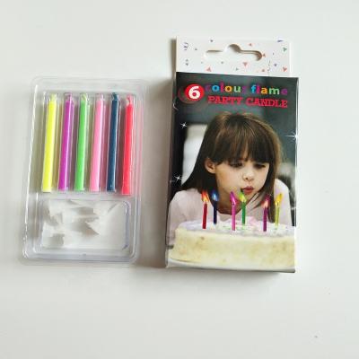 China 6pcs Birthdays Magic Birthday Cake Color Flame Candle With Holders for sale