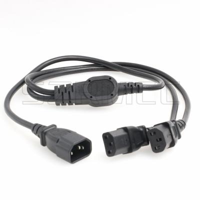 China Flame Retardant PVC UPS PDU Server Y Splitter Mains Cord IEC320 C14 2 to x C13 10A 250V 1m Extension Cable for sale