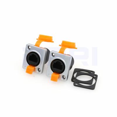 China Waterproof Data Transfer RJ45 Connector Sockets , Ethernet Connector IP65 Panel Mount for sale