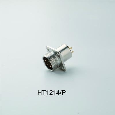 China HT1214 IP67 Automotive Industrial Electrical Panel Square Mount Flange Power Connector Metal Male Socket for sale