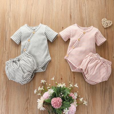 China Handsome One Sleeve Toddler Cotton Babies Boys Newborn Romper Short Set Baby Rompers for sale