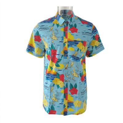 China 2022 Summer Men's Premium Leisure Anti-pilling Short Sleeve Base Printed Oversized Shirt for sale