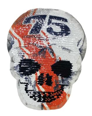 China Large Embroidered Patches 3D Sequin Skull Patches Custom Embroidered Patches For Clothing Applique for sale