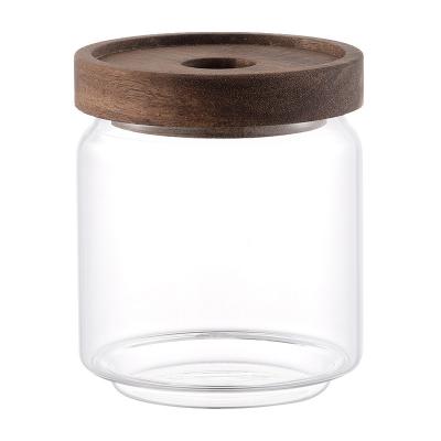 China High Quality Stocked Freshness Preservation Sealed Round Clear Borosilicate Glass Jars Glass Jar With Bamboo Lid for sale