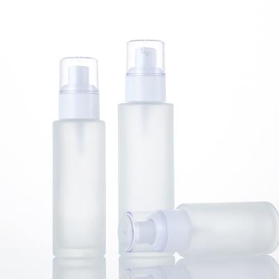 China 20 30 40 50 60 80 100 120ml Cosmetic Luxury Skin Care Set Cosmetic Packaging Frosted Glass Bottle Lotion Bottle for sale