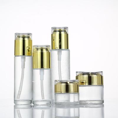 China 20ml 30ml 50ml 100ml luxury cosmetic empty clear cosmetics packaging face cream jars glass lotion bottle for sale