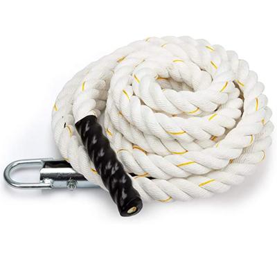 China High Density Gym Custom White Battle Training 38mm Climbing Rope With Hocks for sale