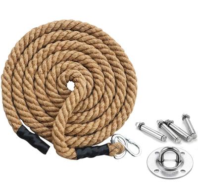 China High Density Jute Rope Upright with Carabiner 10 Feet Diameter: 40mm, Twisted Thick Exercise Rope for Gym Fitness Training for sale