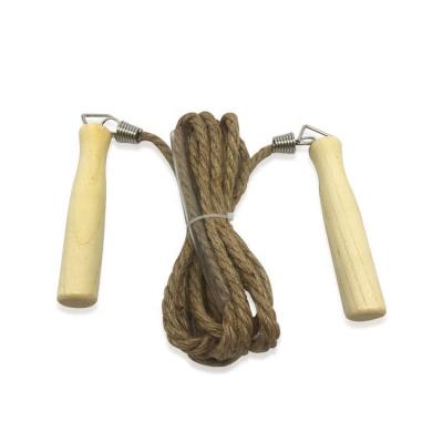 China OEM Customized Skipping Ropes Fitness Jump Ropes Durable Professional Wooden Handle Hemp Rope for sale